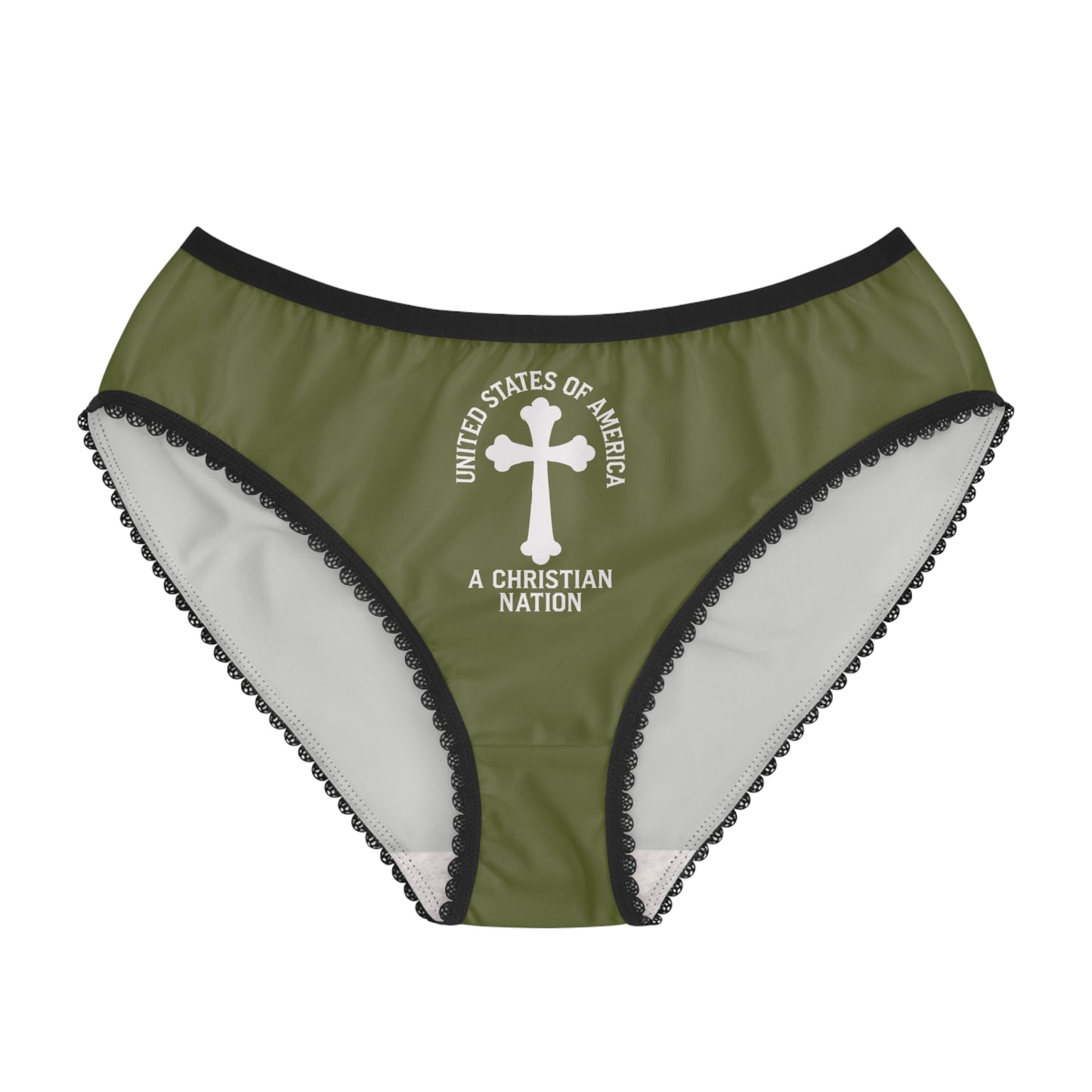 "USA - A Christian Nation" #04, Women's Briefs (Olive Green)