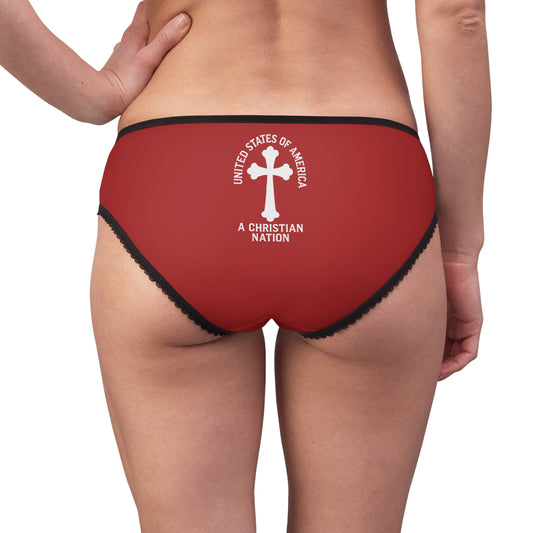 "USA - A Christian Nation" #04, Women's Briefs (Epidii Red)