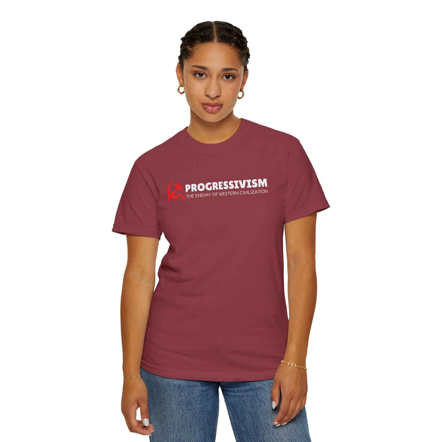 "Progressivism - Enemy of Western Civilization", Unisex T-shirt (Dark Colors)