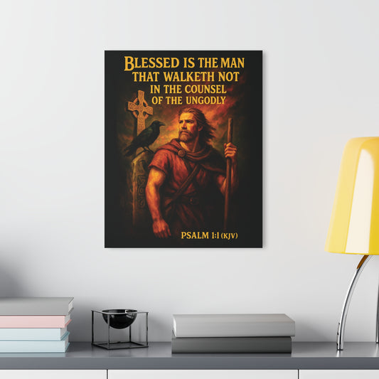 "Psalm 1:1 (KJV)", Acrylic Wall Prints (French Cleat Hanging) (Peatshadow Black)