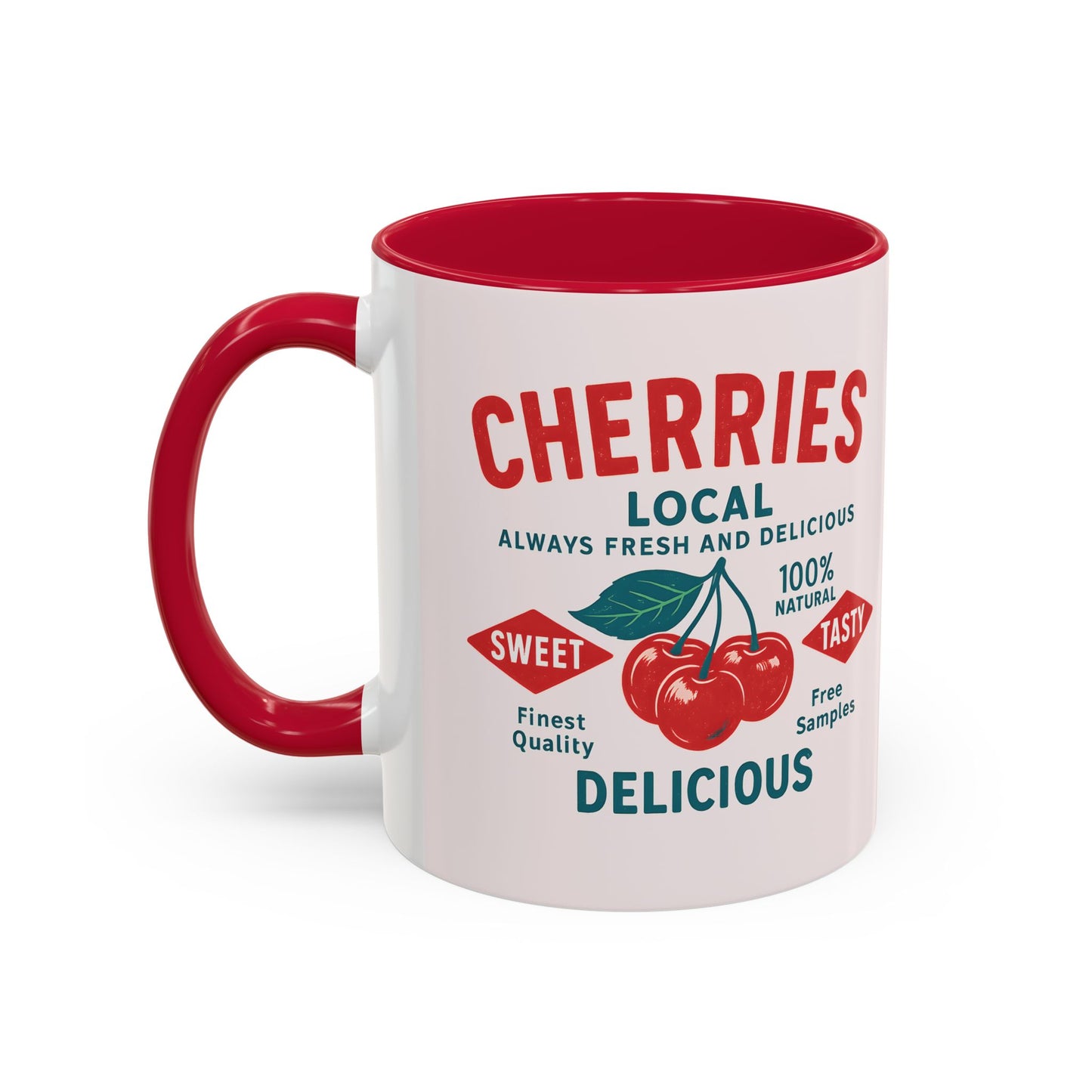 "Delicious Cherries", Colorful Mugs (11oz, 15oz) (Sea Salt Sherbet)