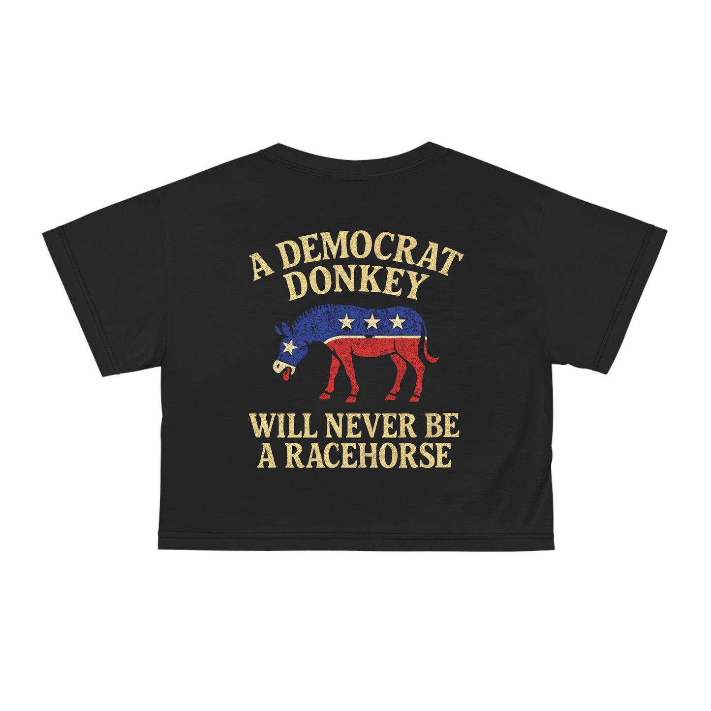 "A Democrat Donkey", Political Crop Tee (Shadow Black)
