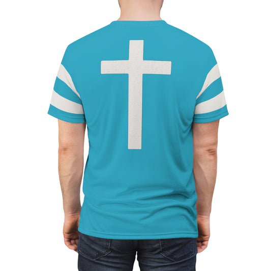 "Faith Overcomes Fear", Unisex Tee (Minoan Blue)