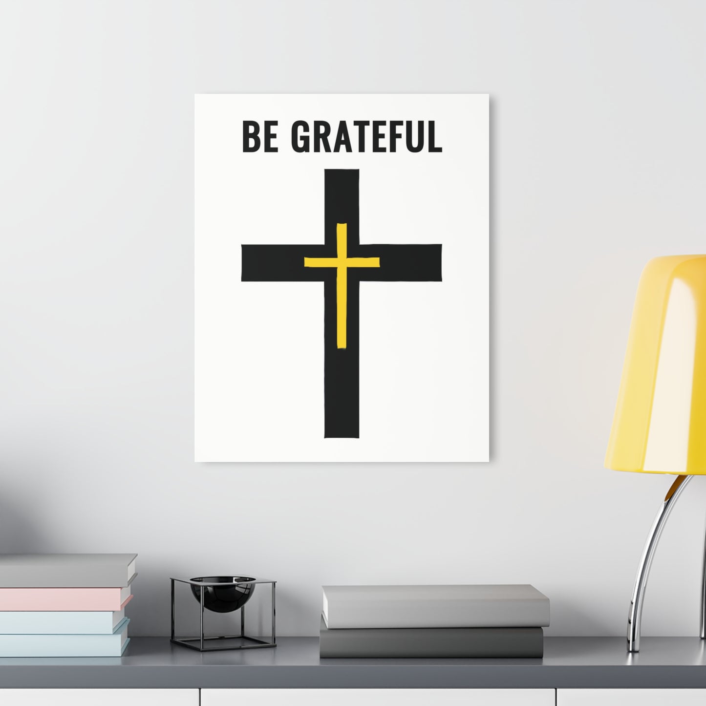 "Be Grateful", Acrylic Wall Prints (French Cleat Hanging) (Pure White)
