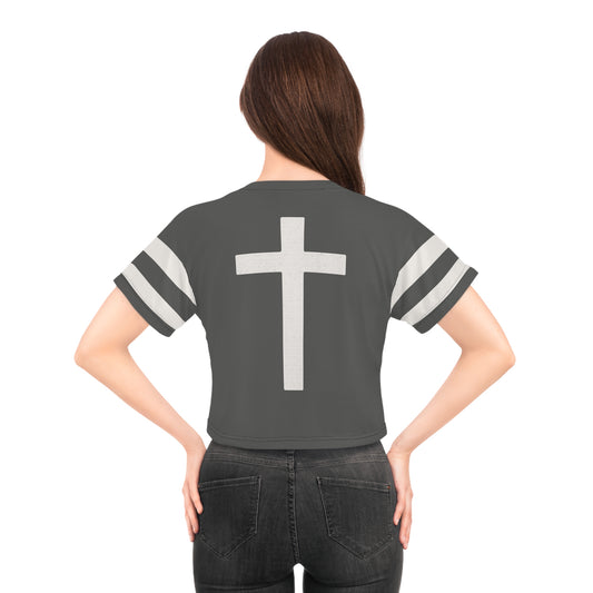 "Faith Overcomes Fear", Crop Tee (Panzer Grey)