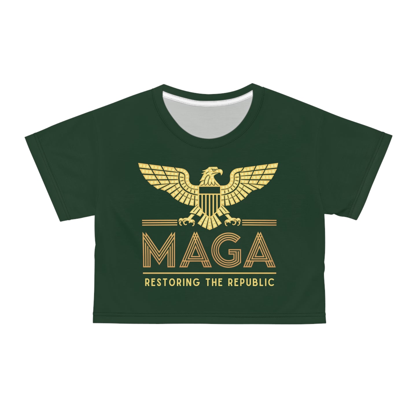 "MAGA - Restoring the Republic", Crop Tee (Monsoon Green)