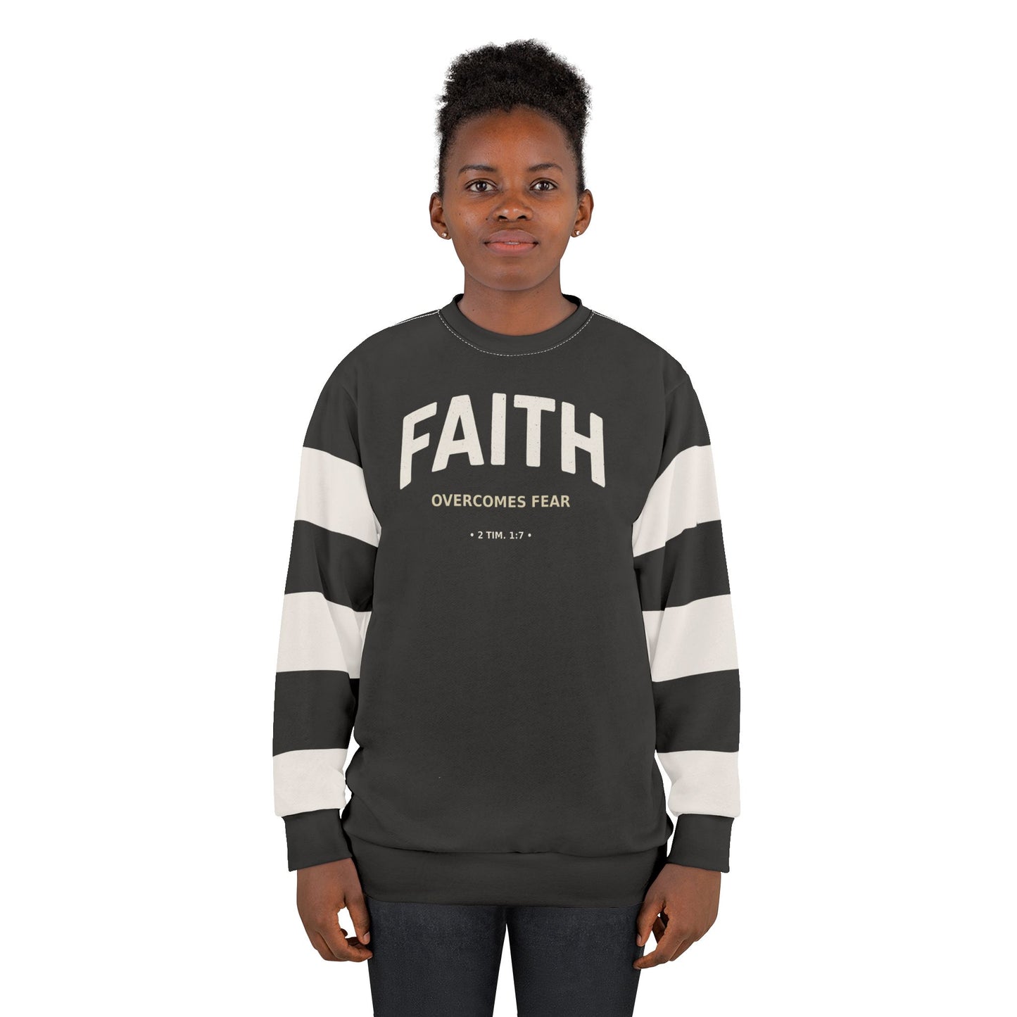 "Faith Overcomes Fear", Unisex Sweatshirt (Moonless Black)