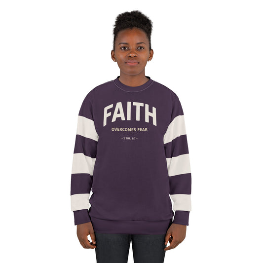 "Faith Overcomes Fear", Unisex Sweatshirt (Purple Nights)