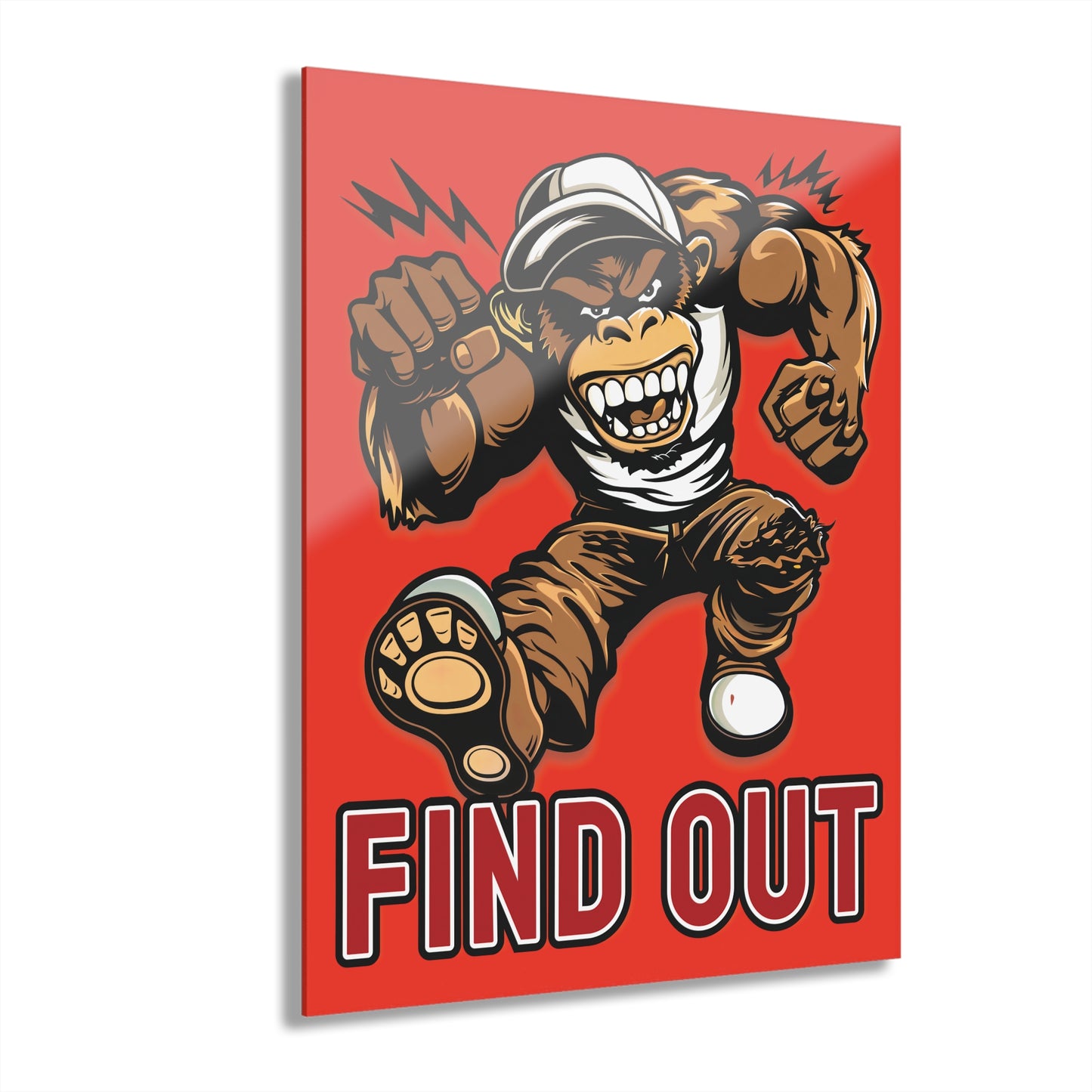 "Find Out", Acrylic Wall Prints (French Cleat Hanging) (Ferrari Red)