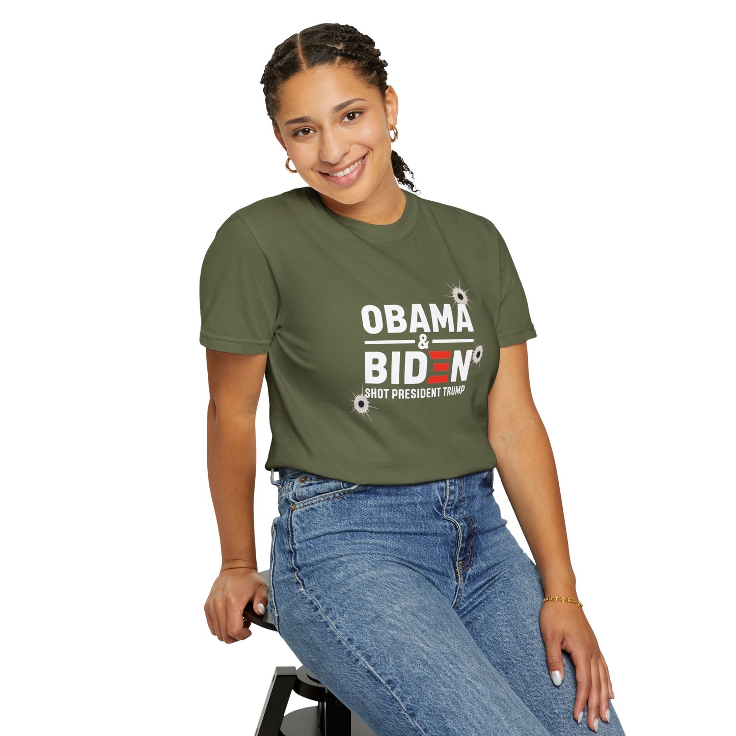 "Obama & Biden Shot President Trump", Unisex Black T-shirt