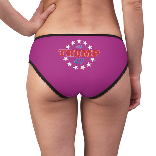 "Trump 45-47 Circle of Stars", Women's Briefs (Prairie Foxglove Pink)