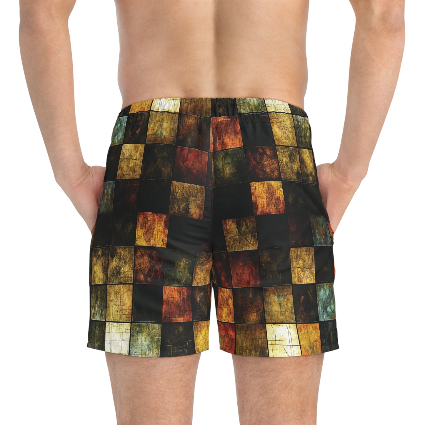 "Wood Block Pattern" #01, Swim Trunks