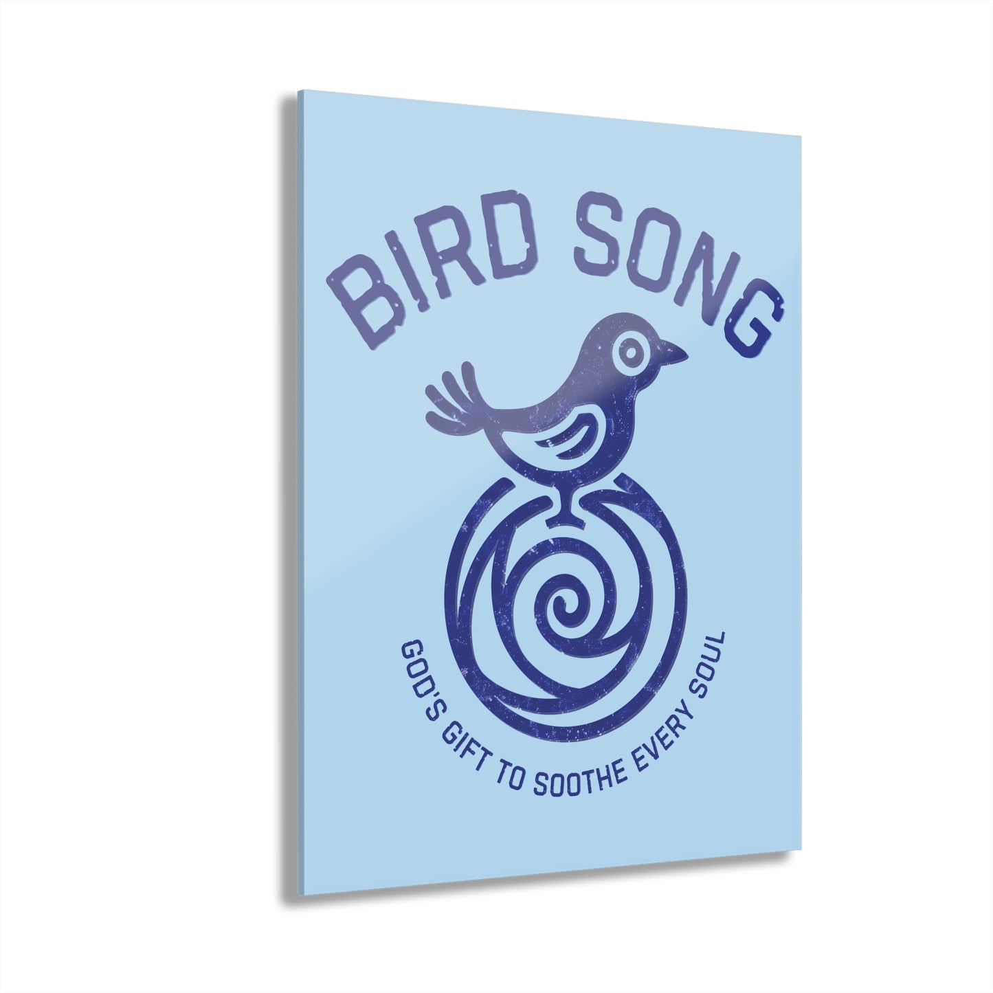 "Bird Song", Christian Acrylic Wall Prints (French Cleat Hanging) (Boy Blue)