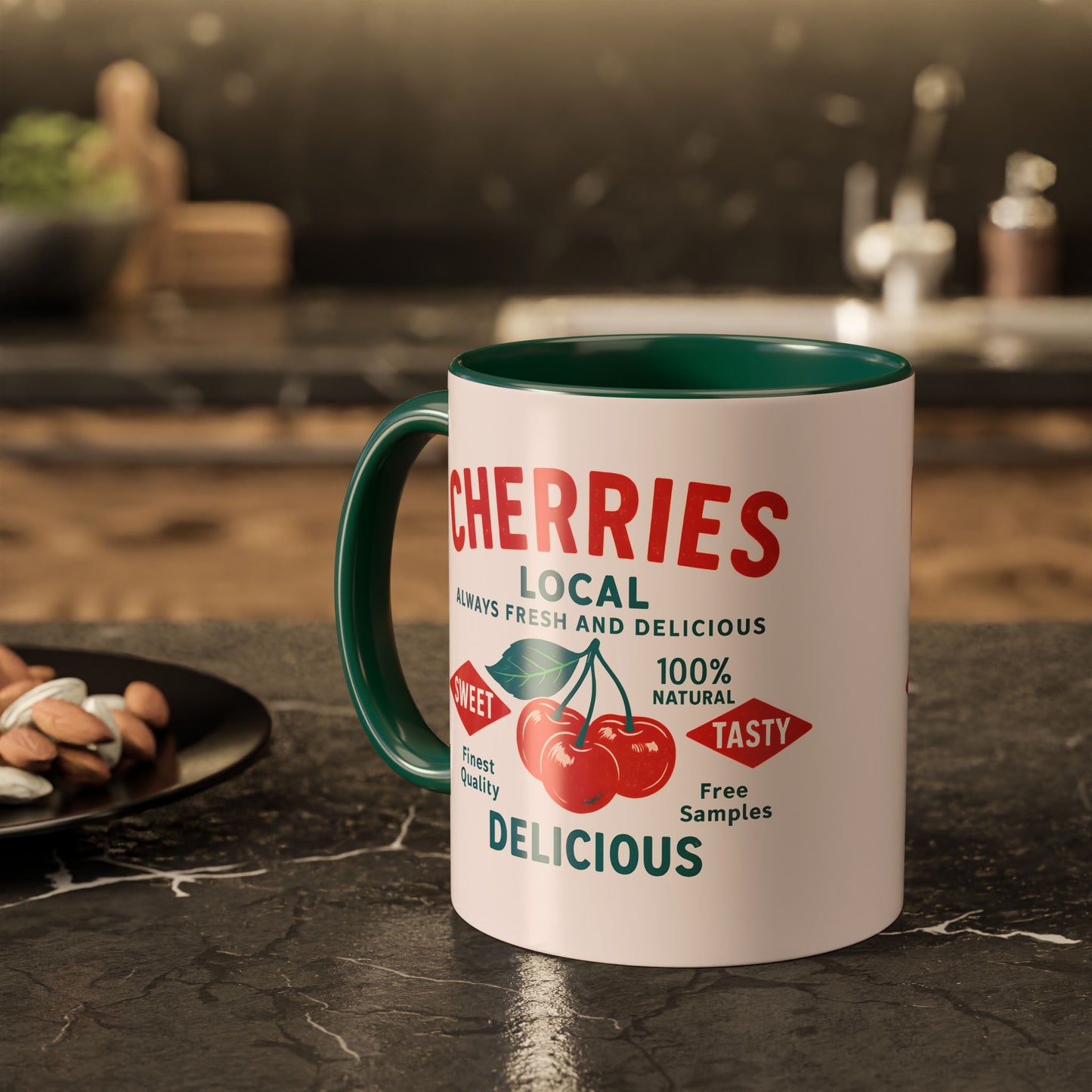"Delicious Cherries", Colorful Mugs (11oz, 15oz) (Sea Salt Sherbet)