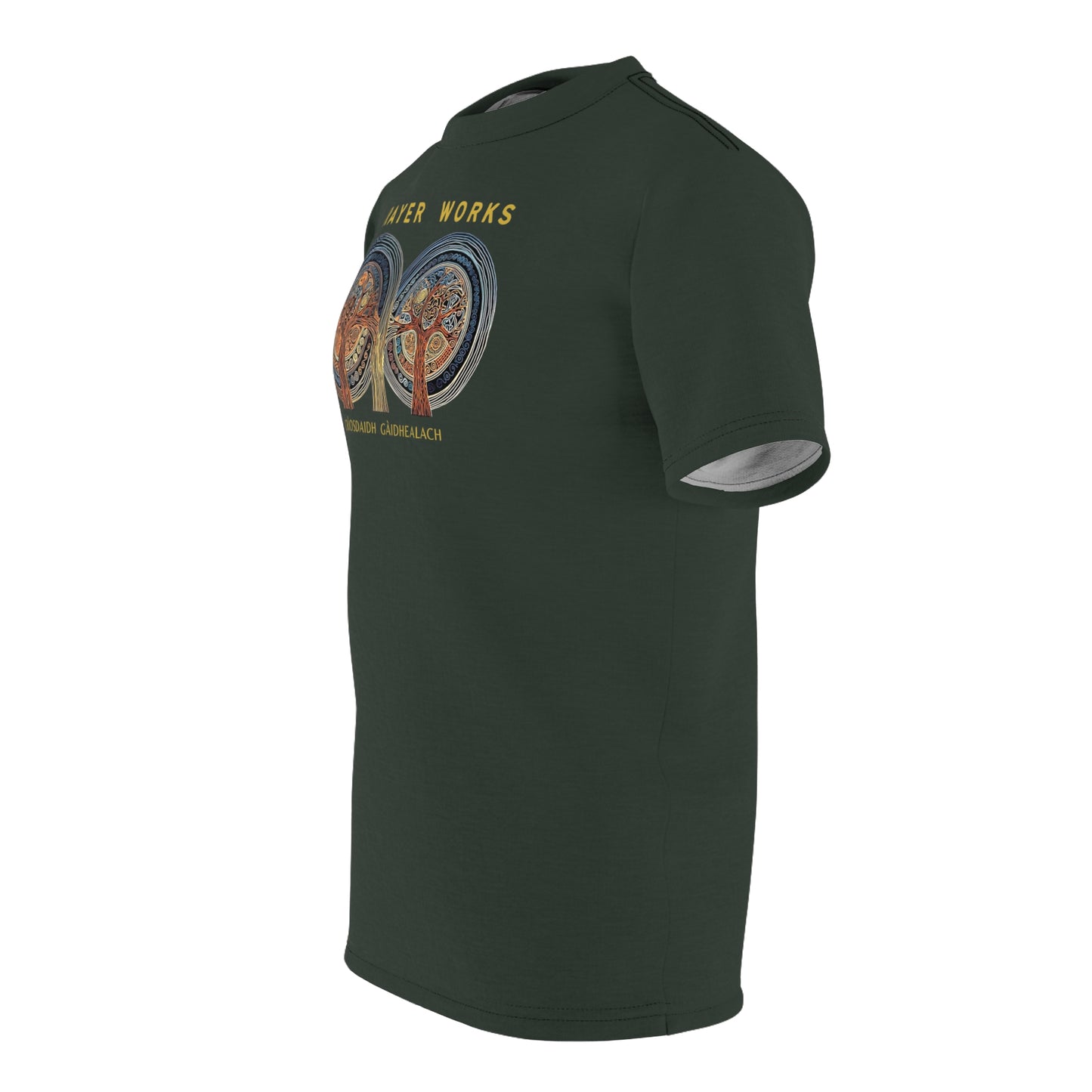 "Prayer Works – Gaelic Christian", Wearable Fine Art Unisex T-shirt (Hail Cloud Grey)