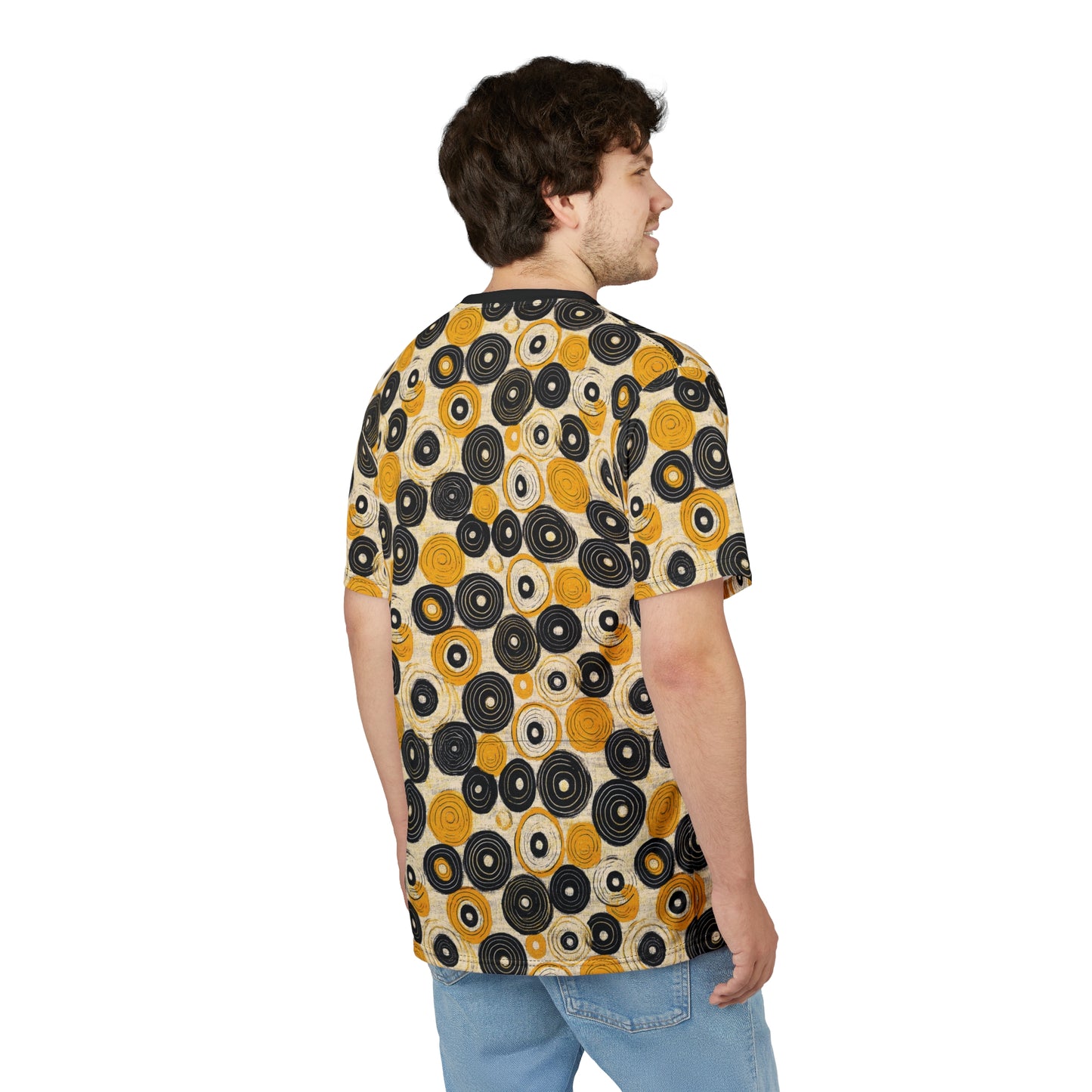 "Old 45's", Wearable Pattern Art Unisex Tee (70's Black Collar)
