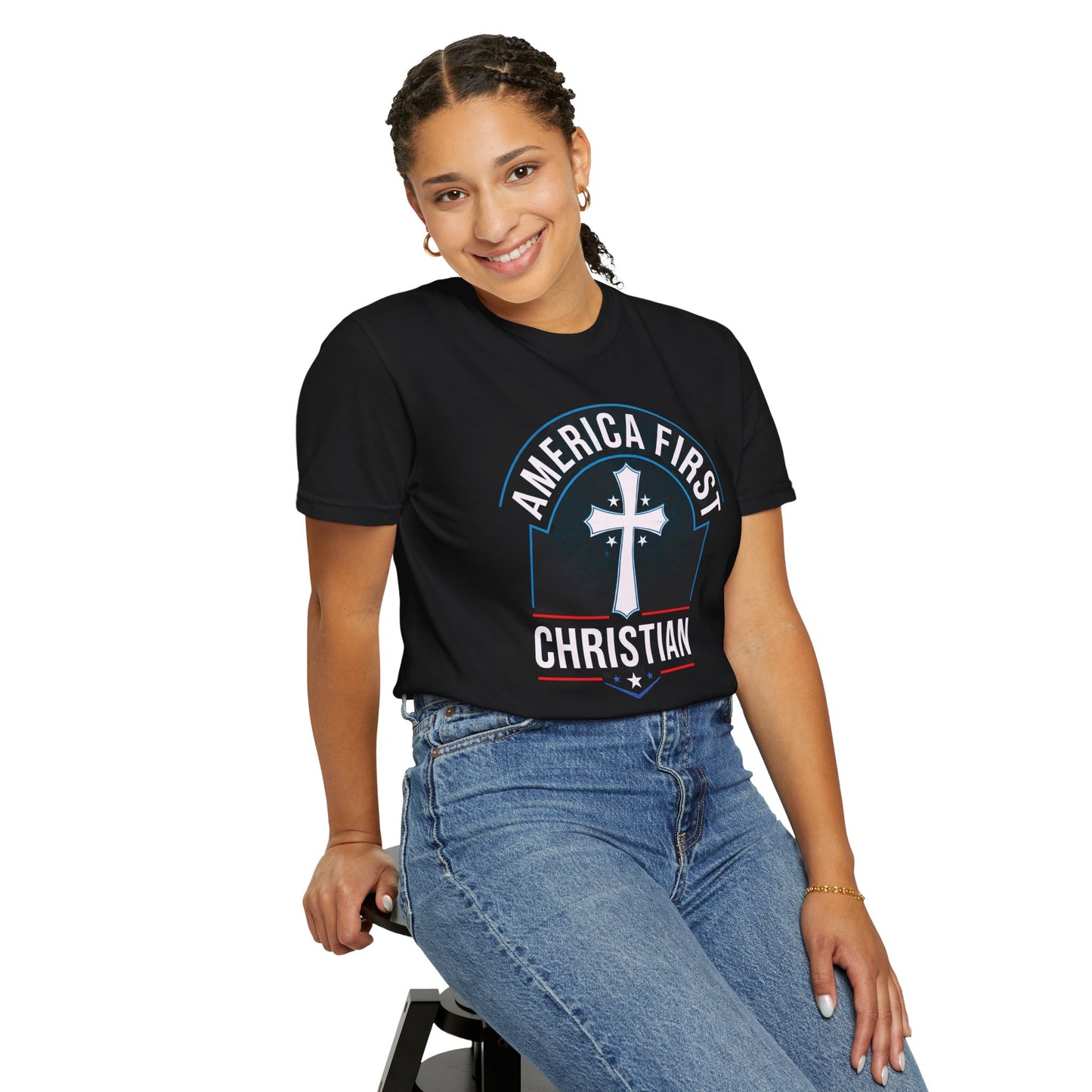 "America First - Christian" #02, Unisex Black T-shirt