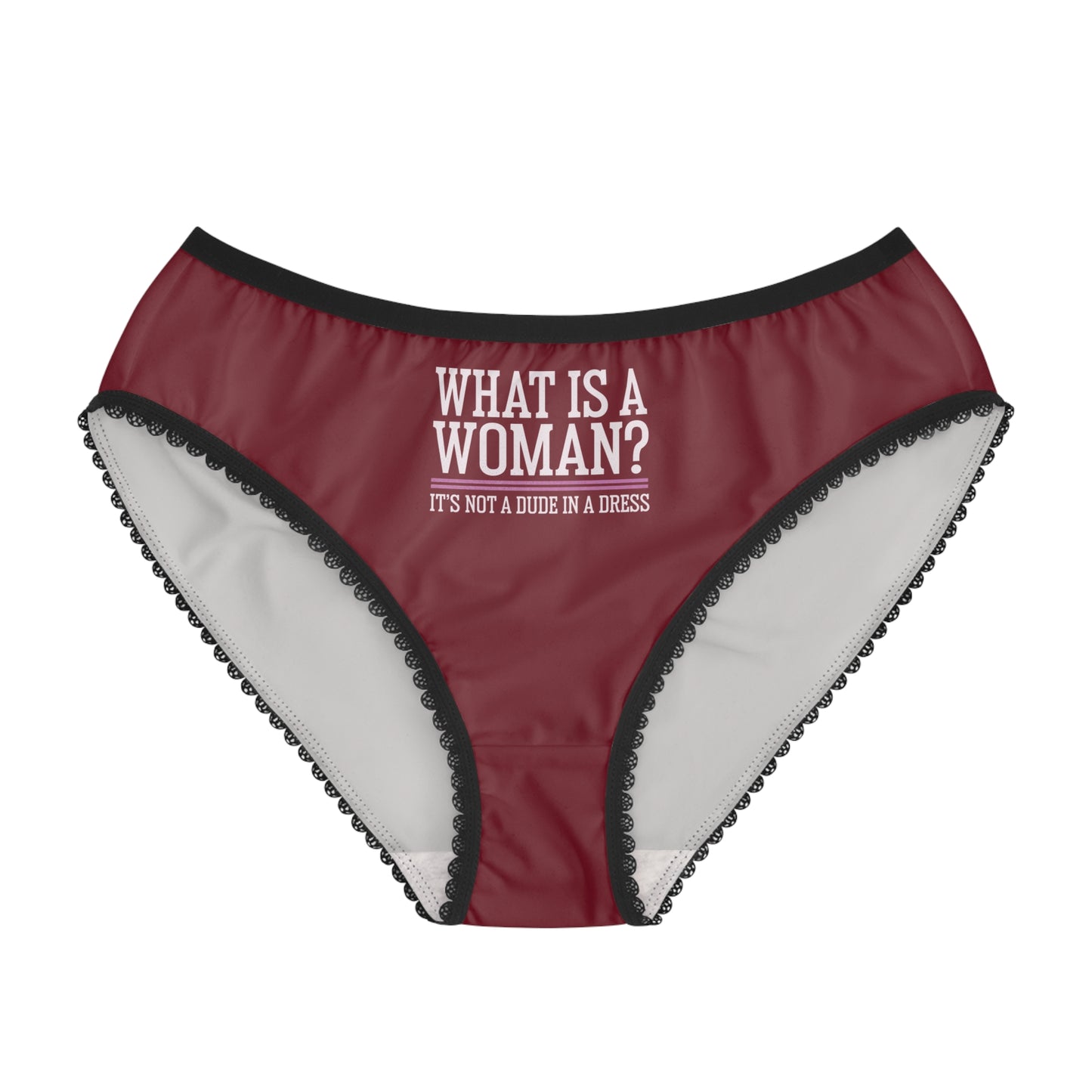 "What is a Woman" #02, Women's Briefs (Dark Cherry Red)