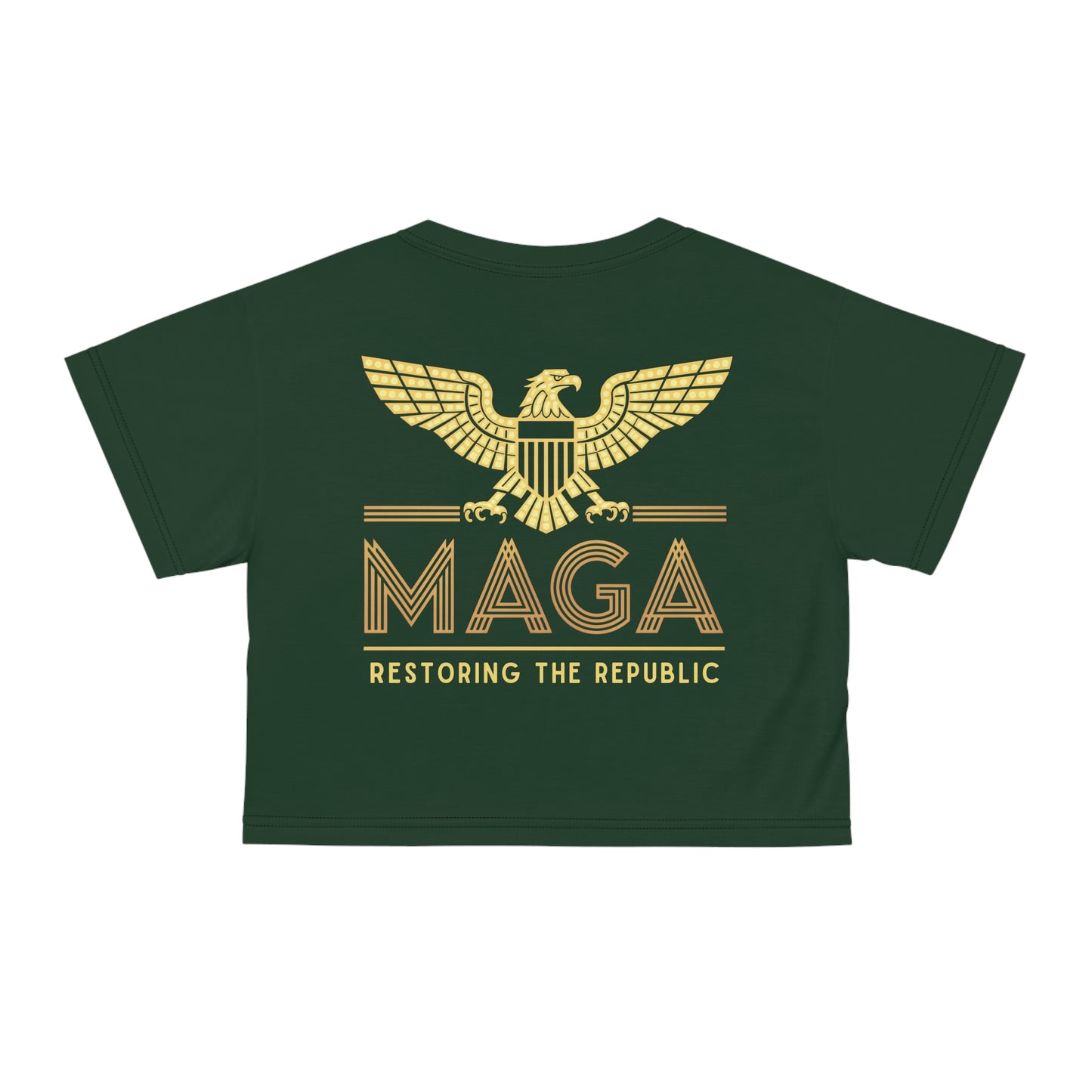 "MAGA - Restoring the Republic", Crop Tee (Monsoon Green)