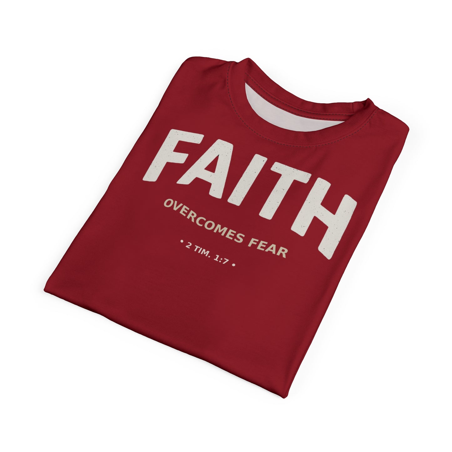 "Faith Overcomes Fear", Unisex Tee (Cherry Red)