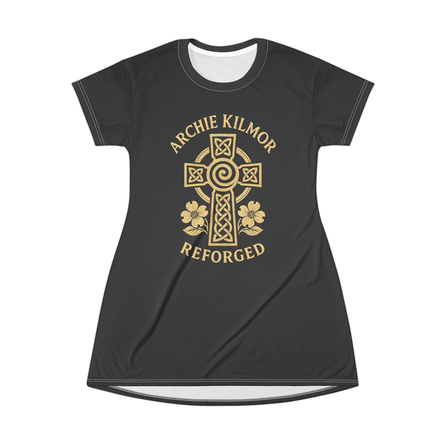 "Archie Kilmor Cross - Reforged" #01, Wearable Art T-Shirt Dress (Matte Black)