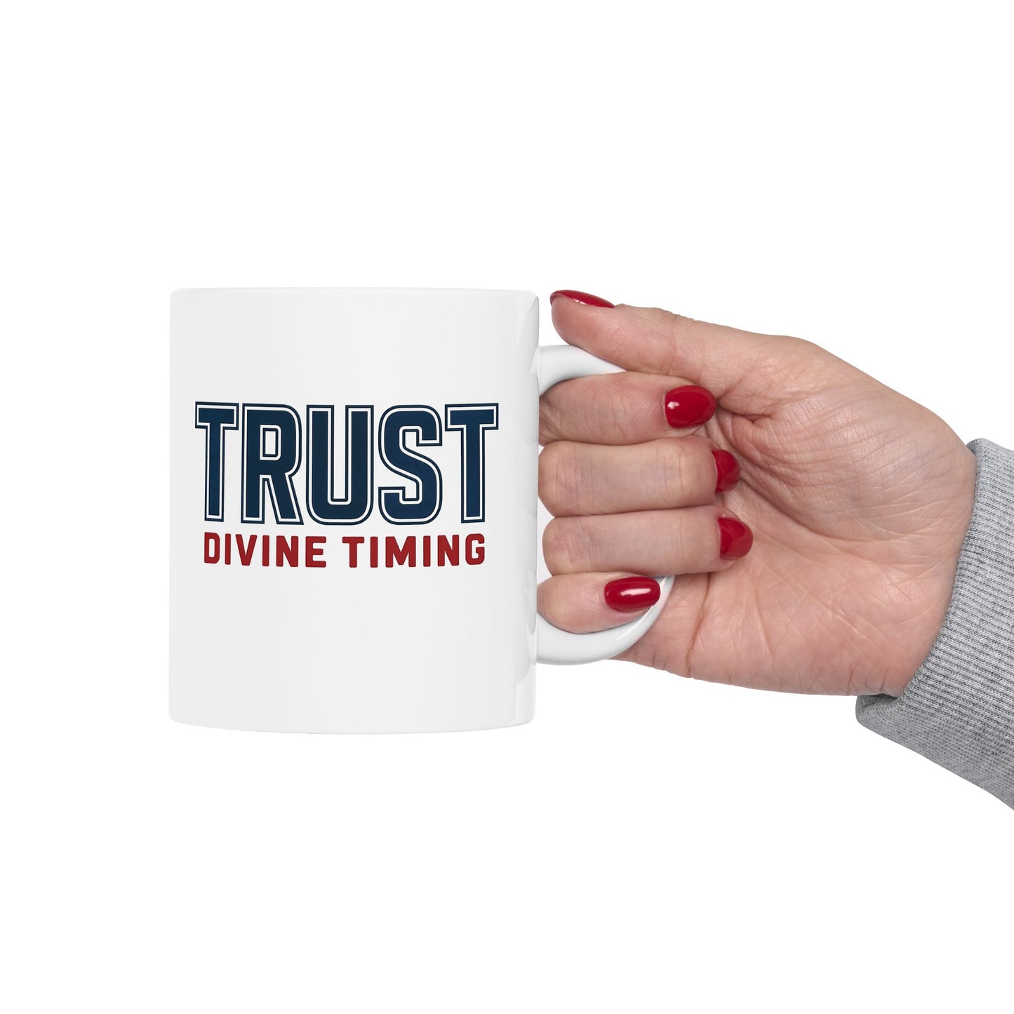 "Trust Divine Timing" #02, White Mug (11oz & 15oz)