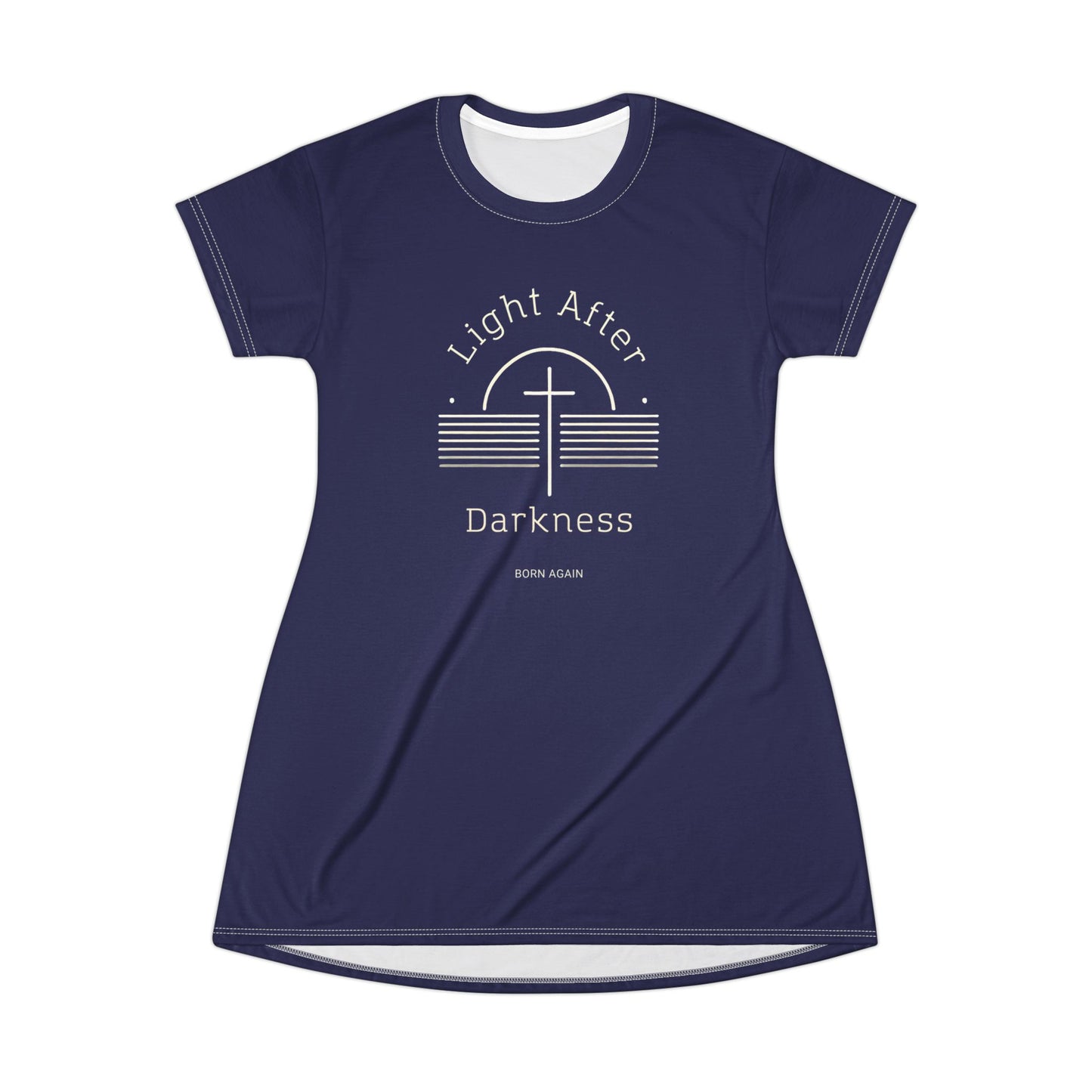 "Light After Darkness - Born Again", T-Shirt Dress (Obsidian Blue)