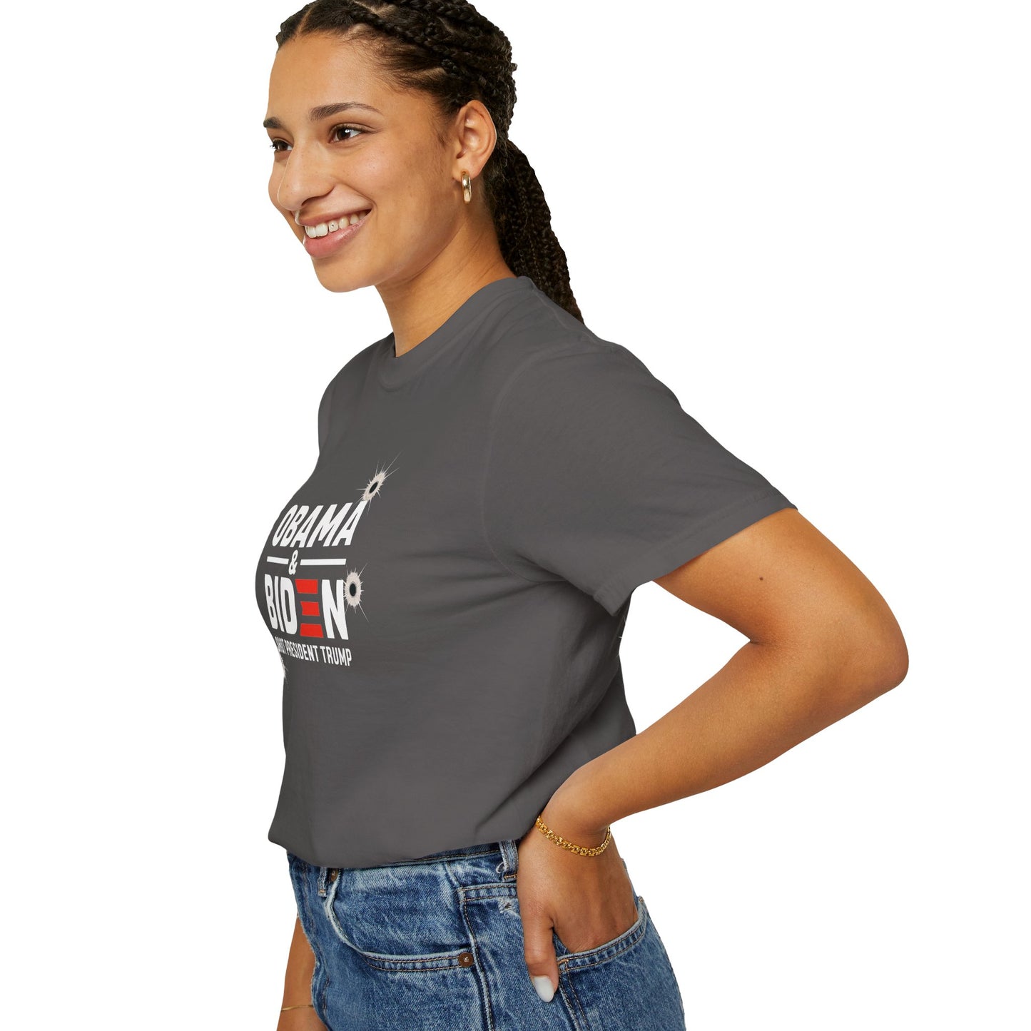 "Obama & Biden Shot President Trump", Unisex Black T-shirt