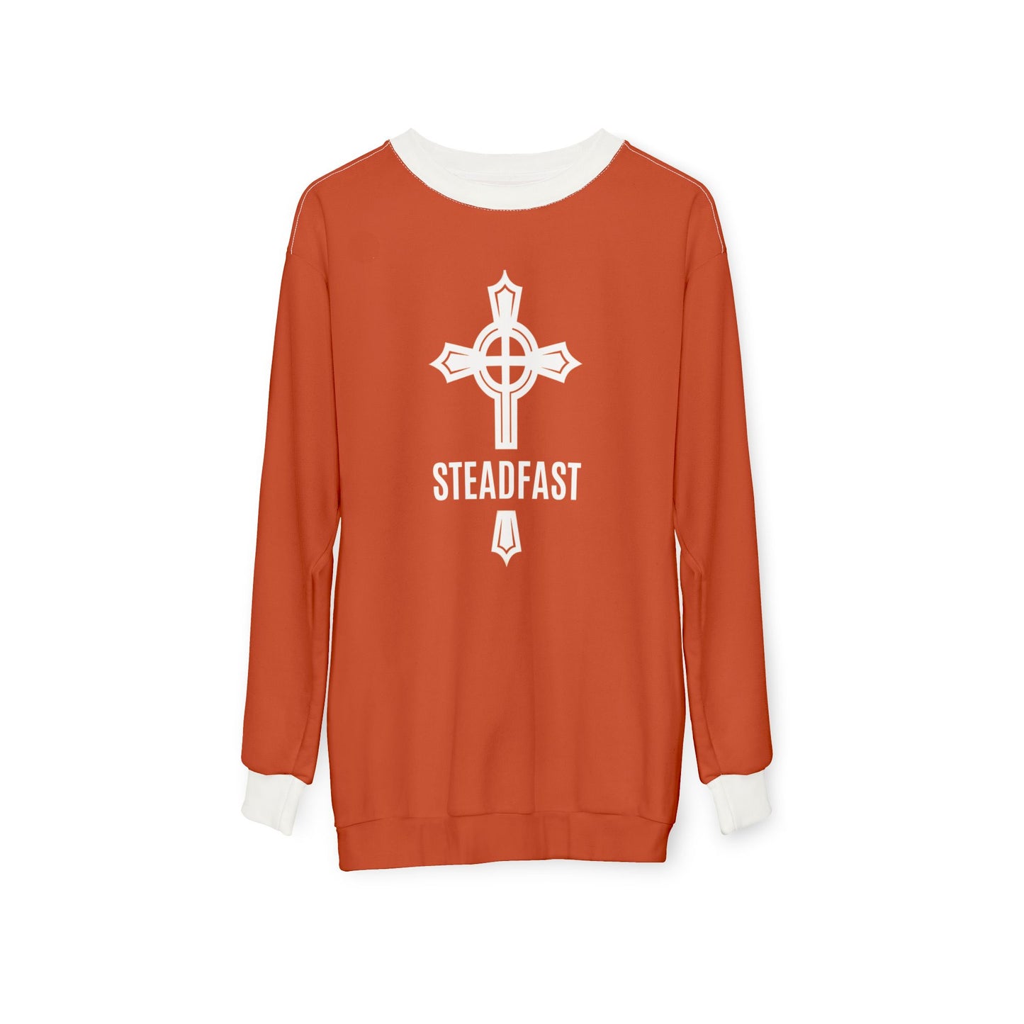 "Steadfast Cross", Unisex Sweatshirt (Persimmon Orange)