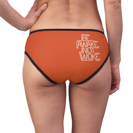"Be Awake Not Woke" #1, Women's Briefs (Halloween Orange)