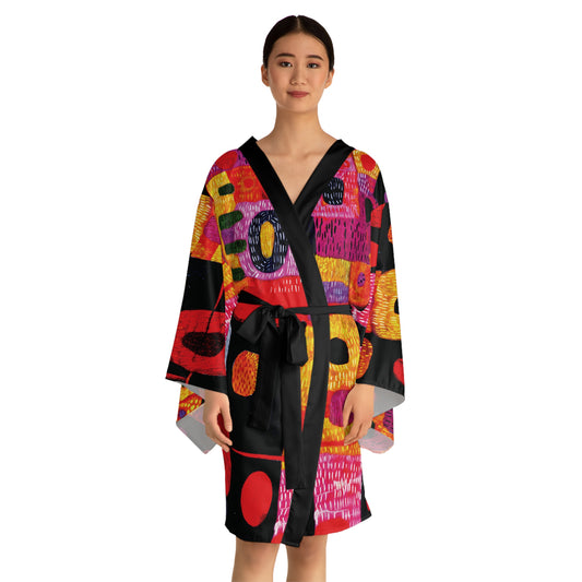 Abstract 78", Long Sleeve Kimono Robe