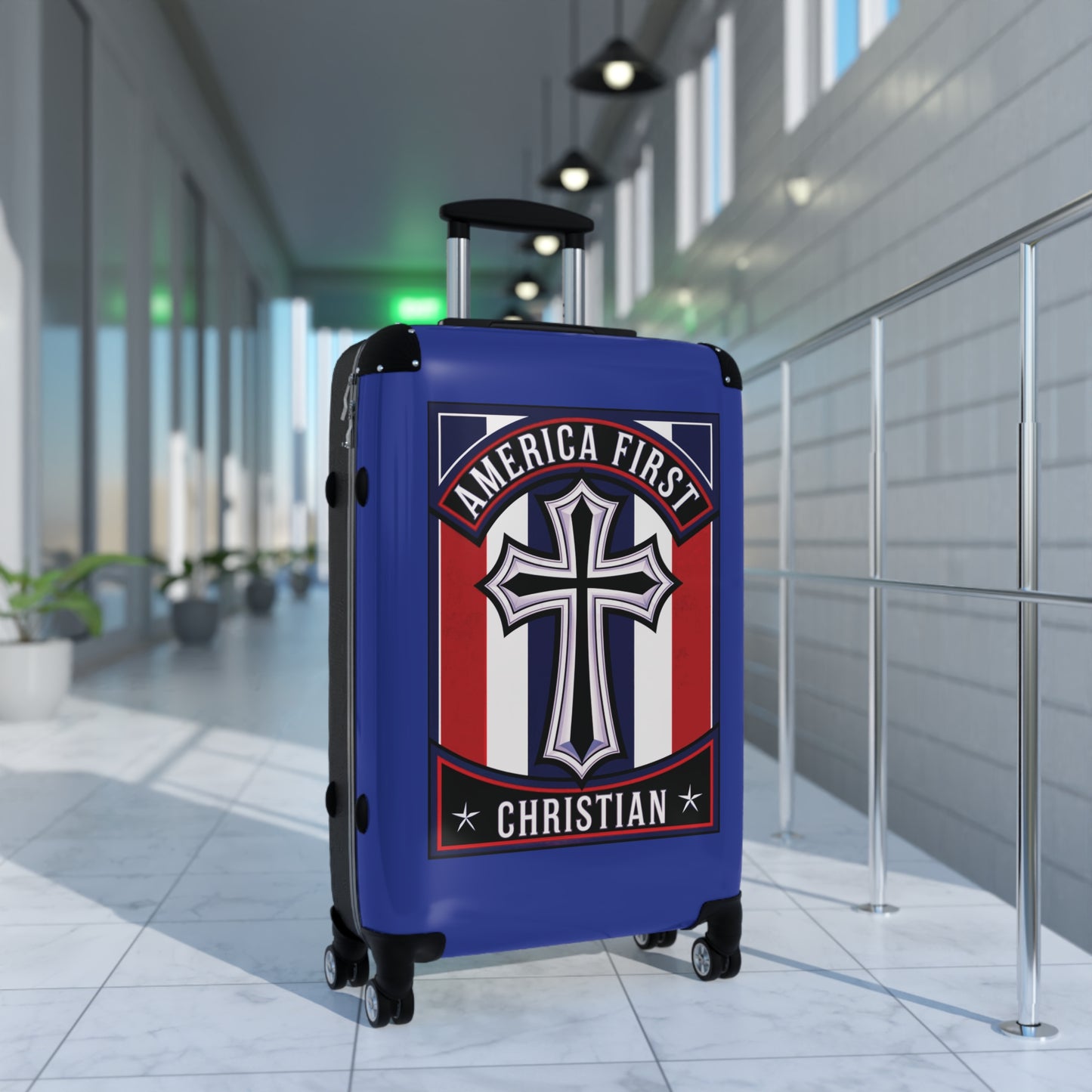 "America First Christian" Wall Art #11 Suitcases (Egyptian Blue)