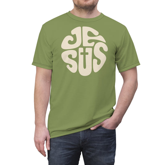 "Retro Jesus", Unisex T-shirt (Sage Green)