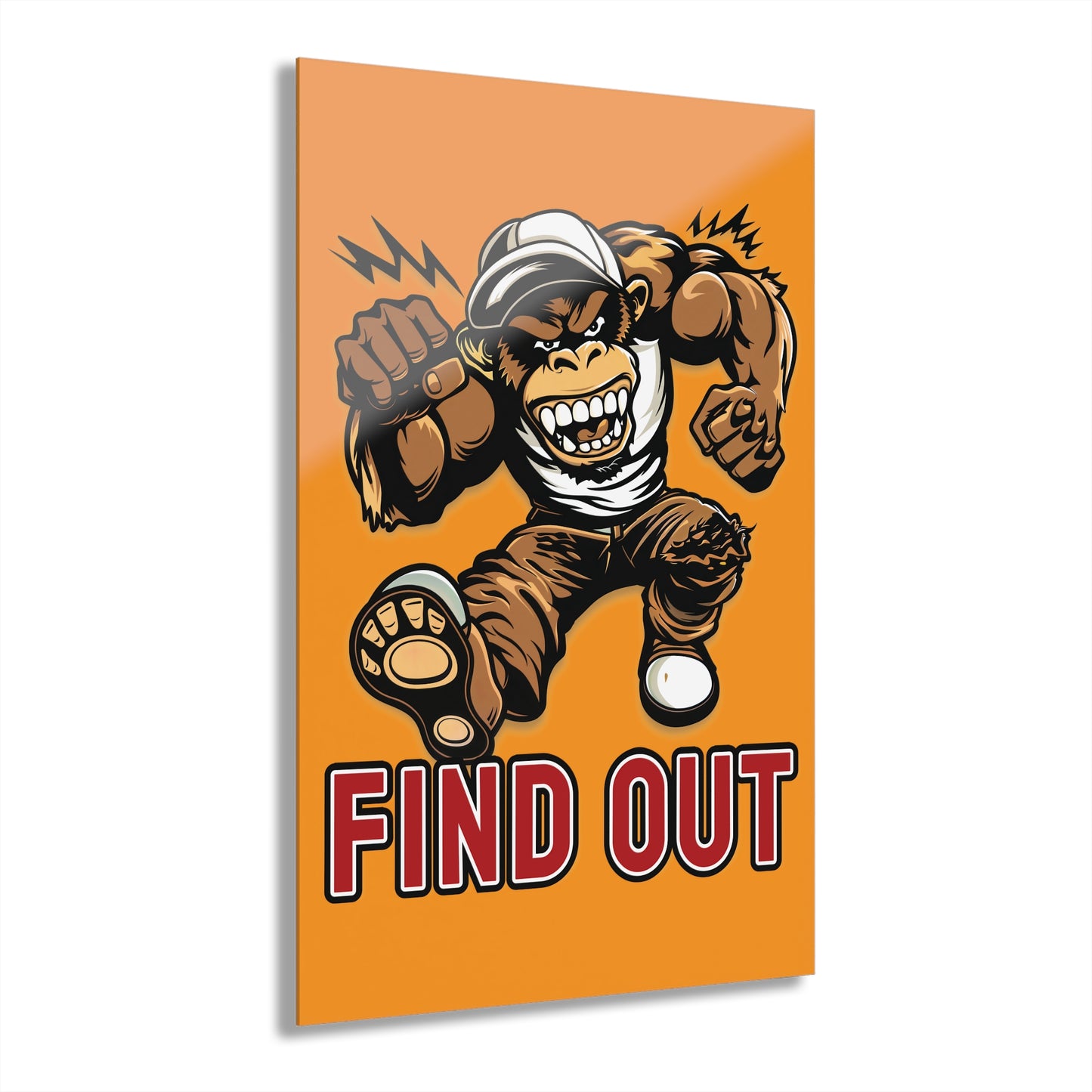 "Find Out", Acrylic Wall Prints (French Cleat Hanging) (Goldfish Orange)