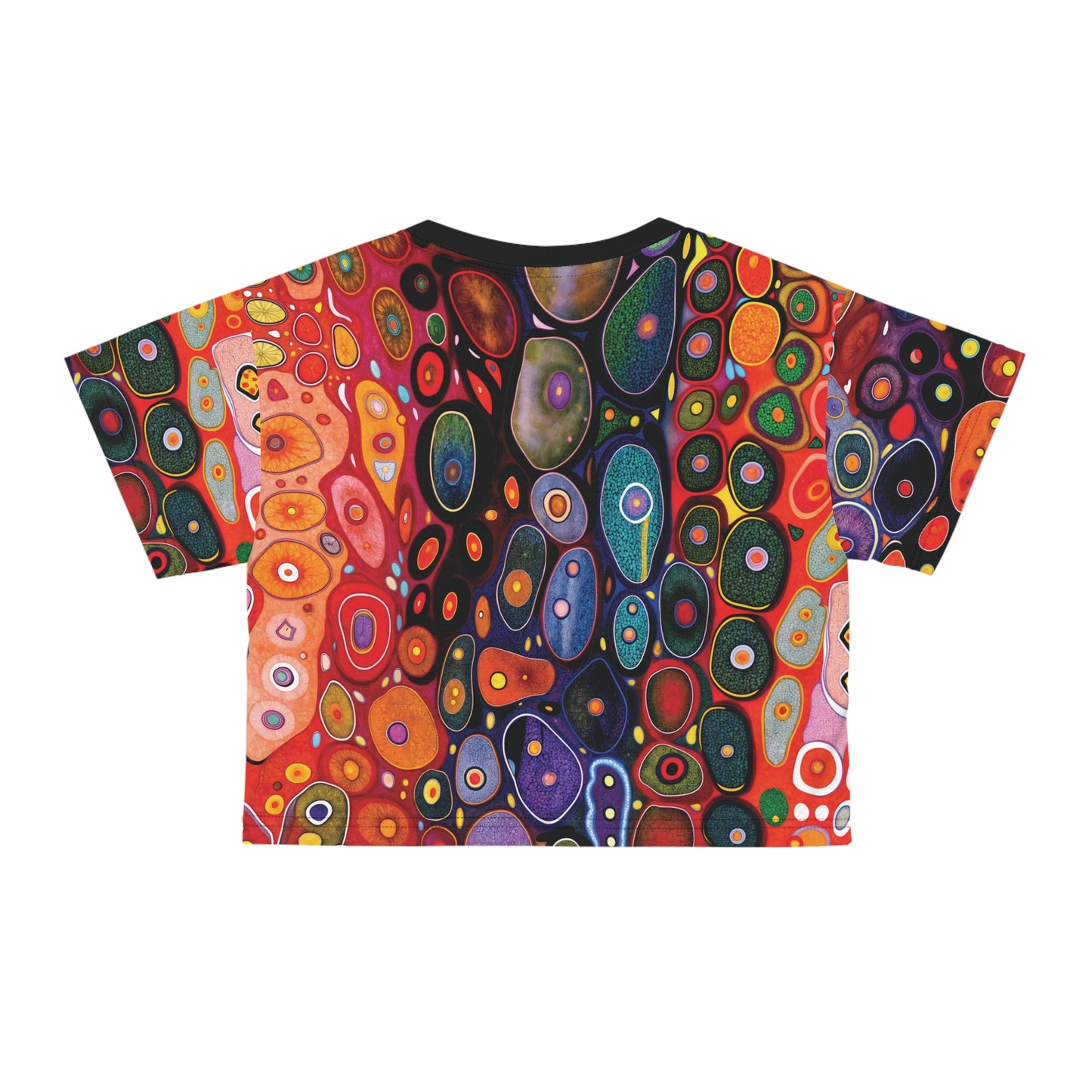 "Butterfly Colors", Wearable Fine Art Crop Tee (Void Black Collar)