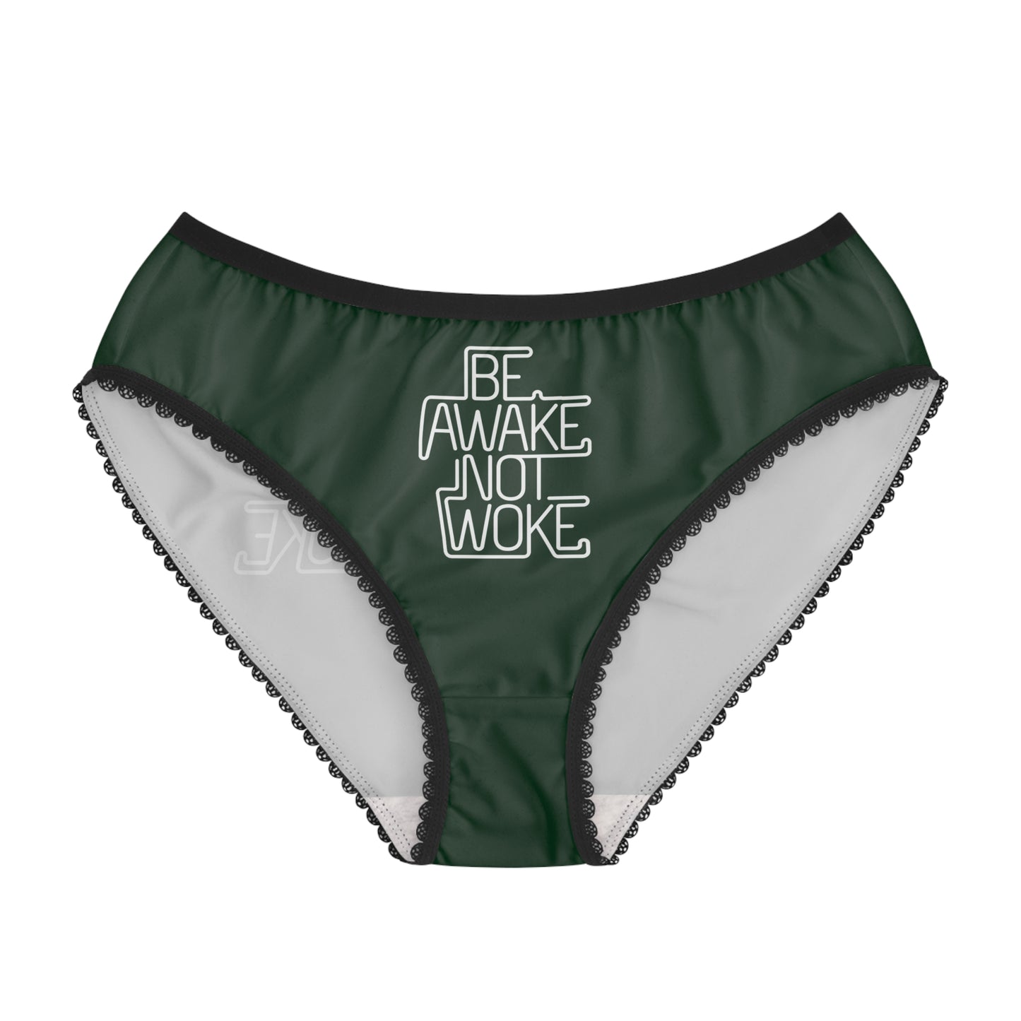 "Be Awake Not Woke" #1, Women's Briefs (Monsoon Green)