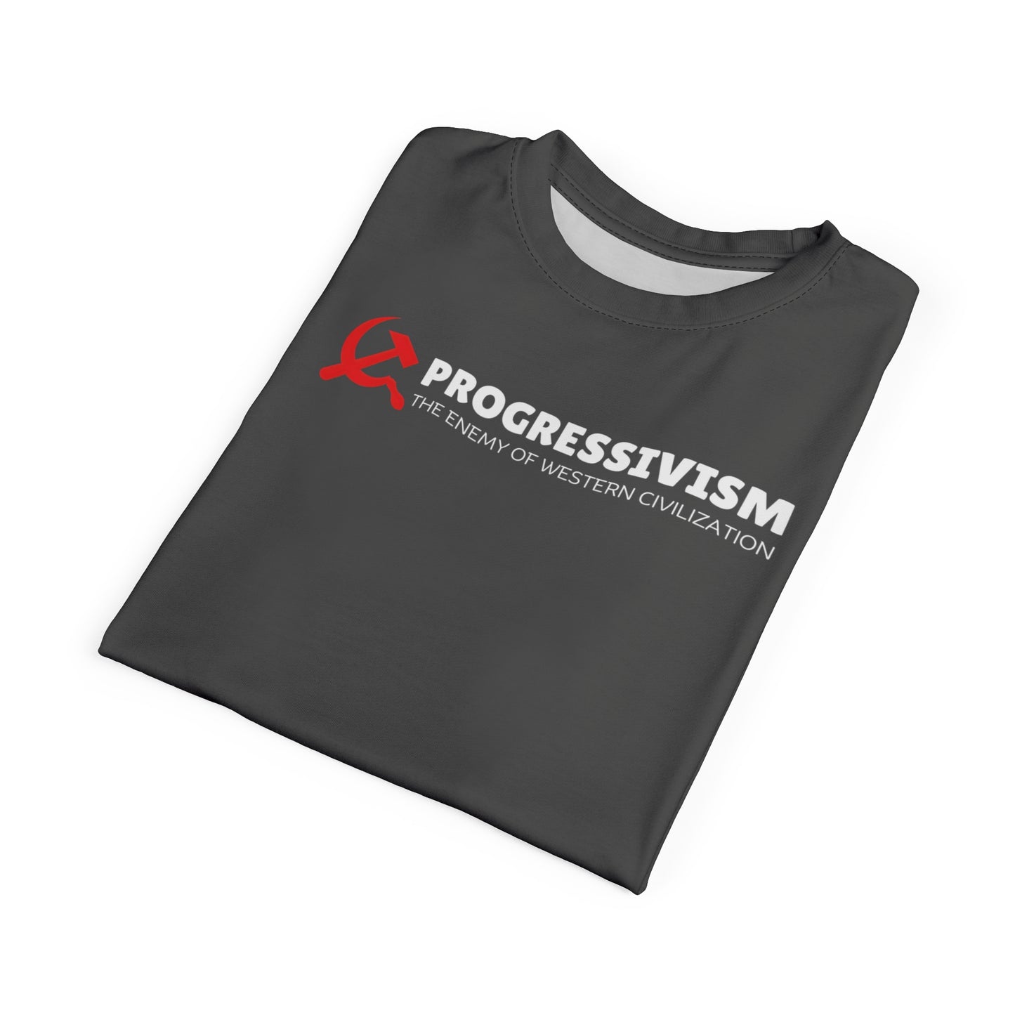 "Progressivism - Enemy of Western Civilization", Unisex Tee (Panzer Grey)
