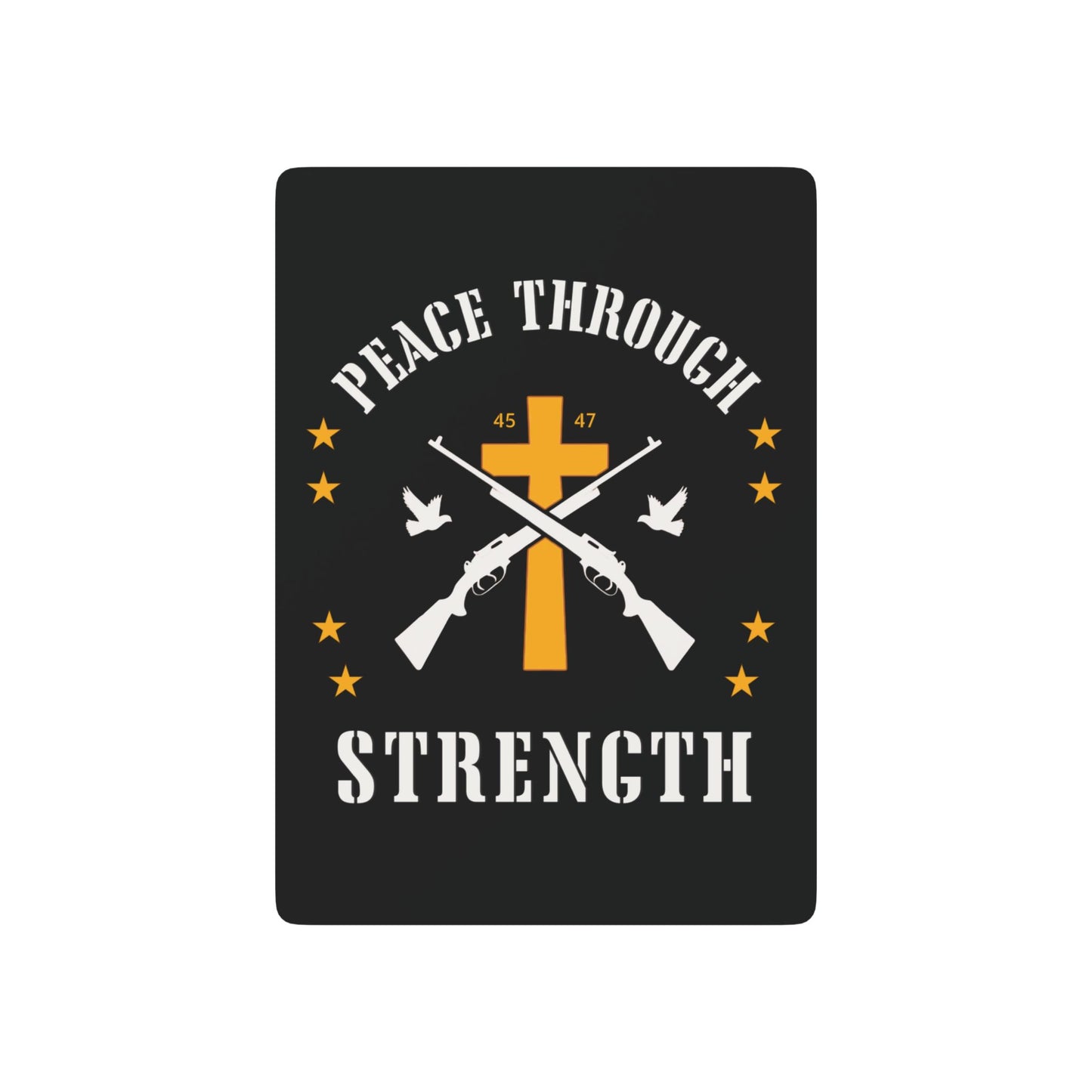 "Peace Through Strength" #01, Political Playing Cards (70's Black)