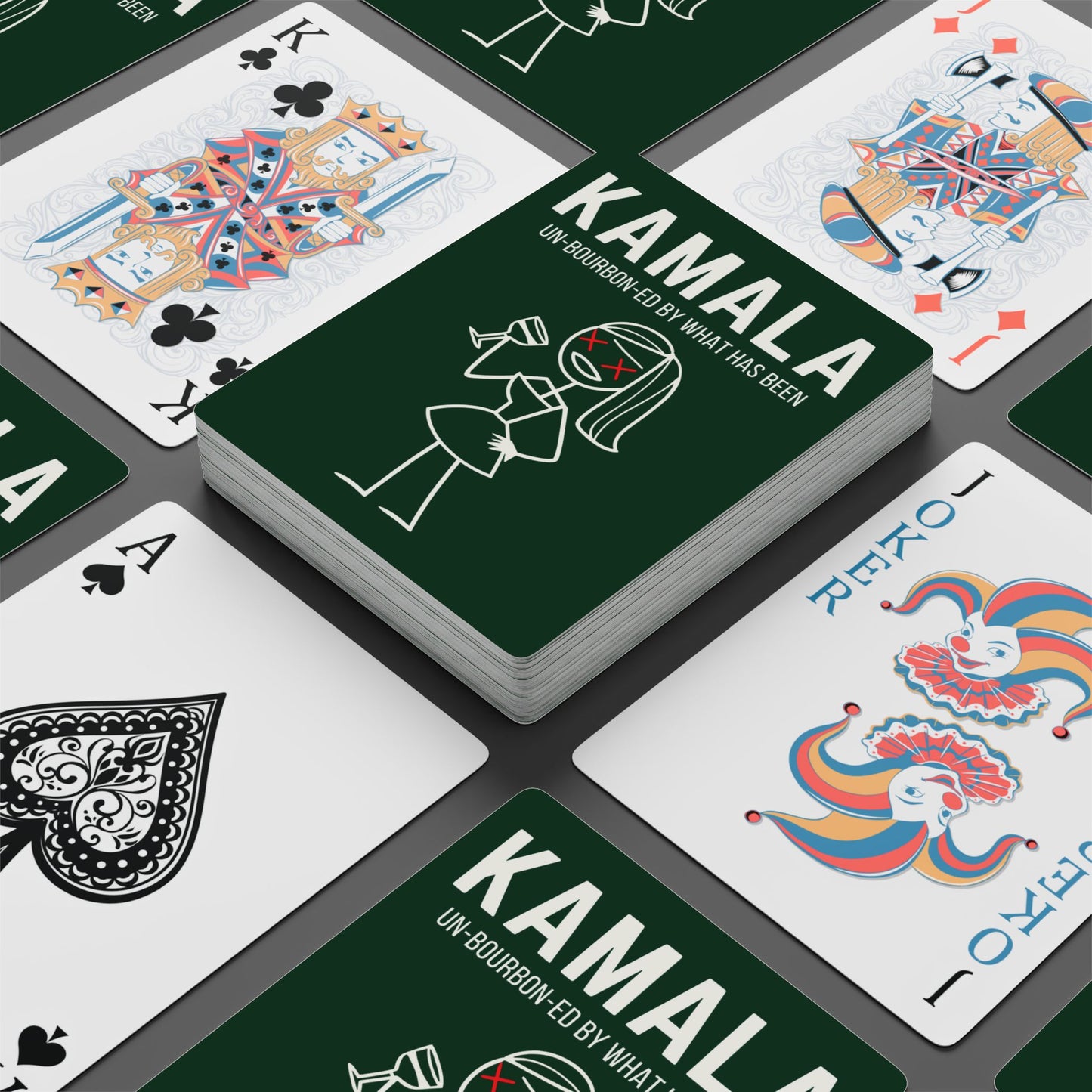"KAMALA un-Bourbon-ed" #01, Political Playing Cards (Monsoon Green)