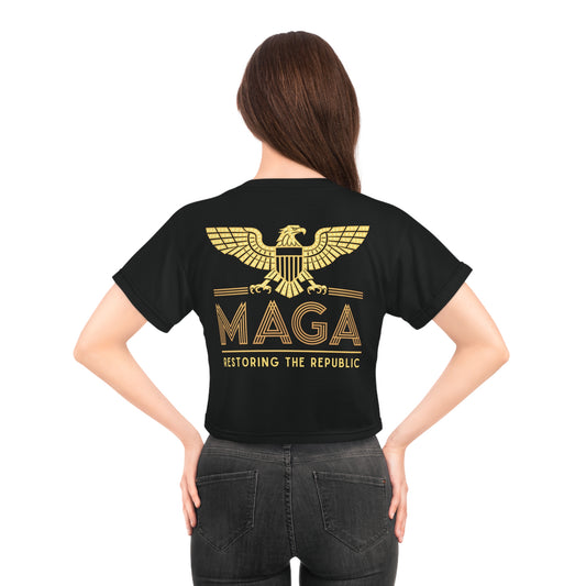 "MAGA - Restoring the Republic", Crop Tee (Void Black)