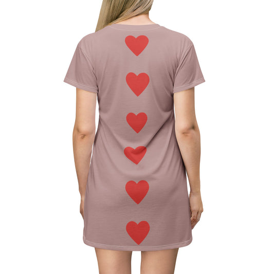 "Big Heart", T-Shirt Dress (Dusty Rose)