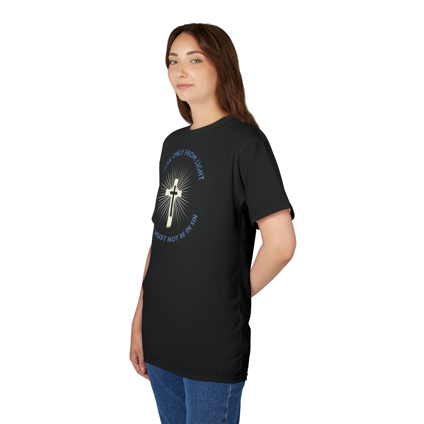 "Speak only from Light", Unisex Black T-shirt