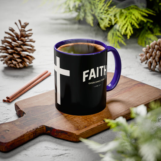 "Faith Overcomes Fear", Colorful Mugs (11oz, 15oz)