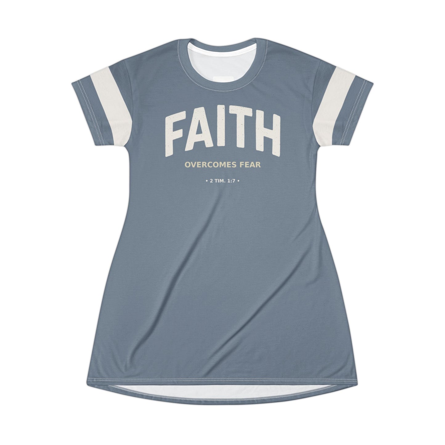 "Faith Overcomes Fear", T-Shirt Dress (Atlantic Grey)