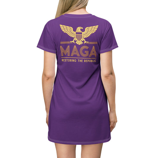 "MAGA - Restoring the Republic", T-Shirt Dress (Vesper Violet)
