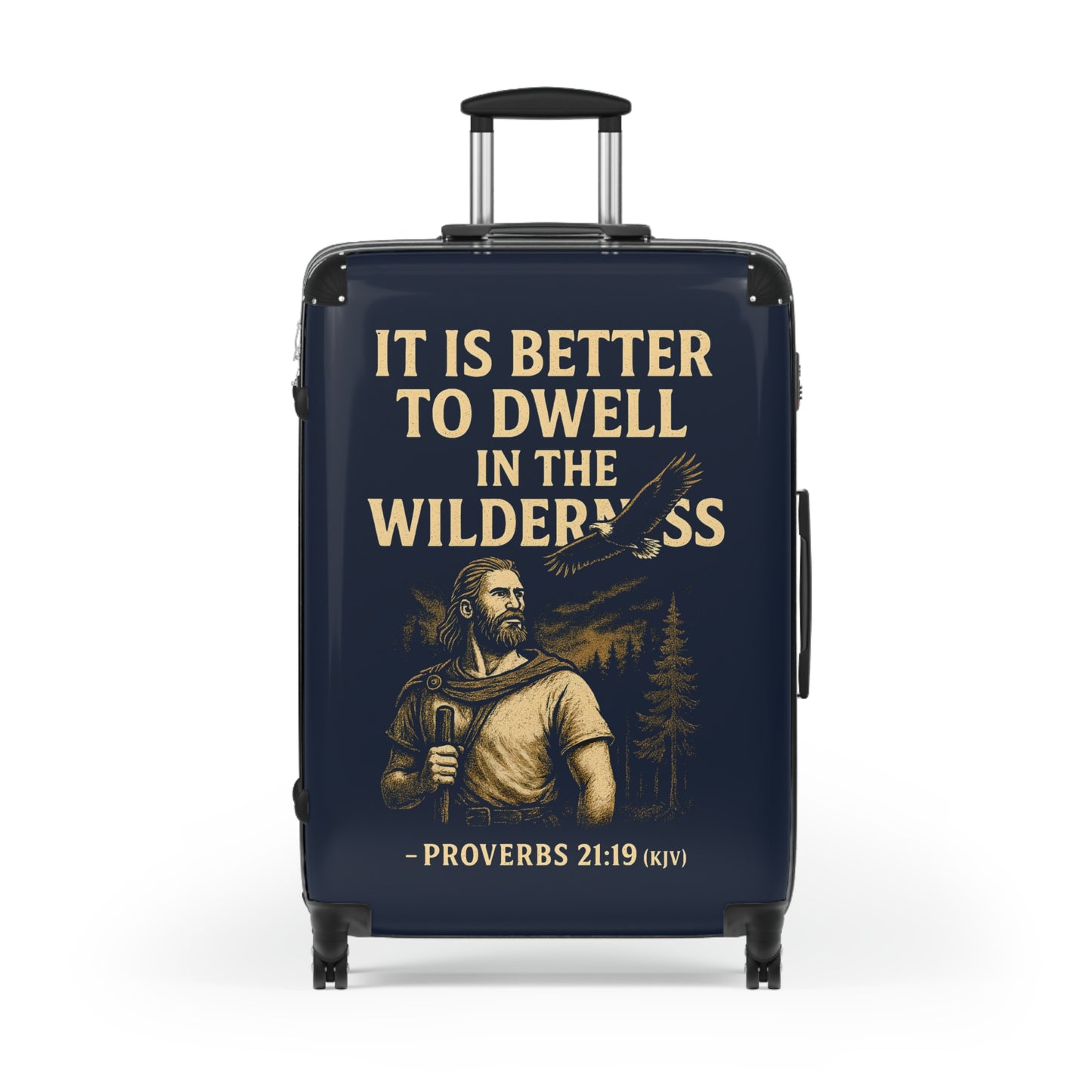 "Proverbs 21:19 (KJV), Suitcases (Dark Cambridge Blue)