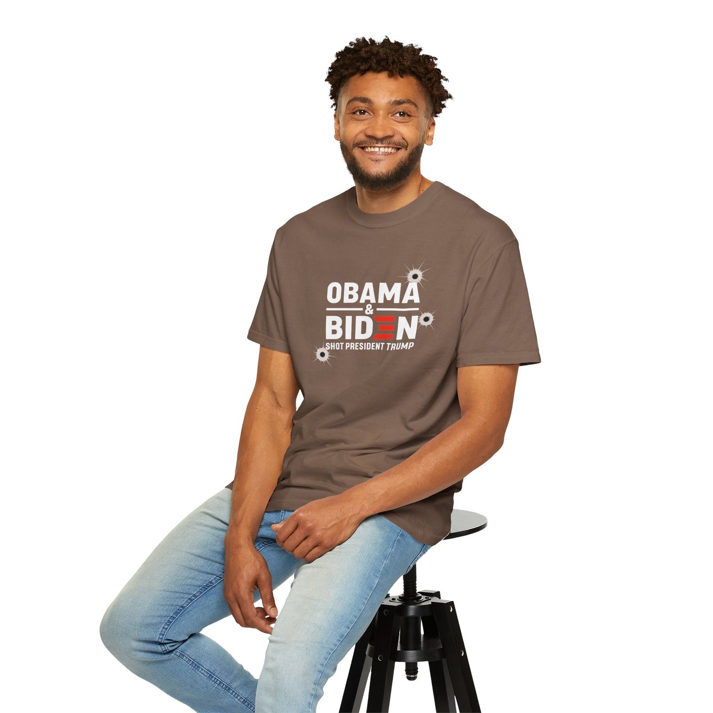 "Obama & Biden Shot President Trump", Unisex Black T-shirt