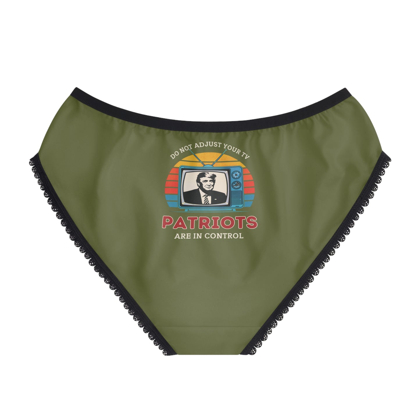 "Patriots are in Control" #01, Women's Briefs (Olive Green)