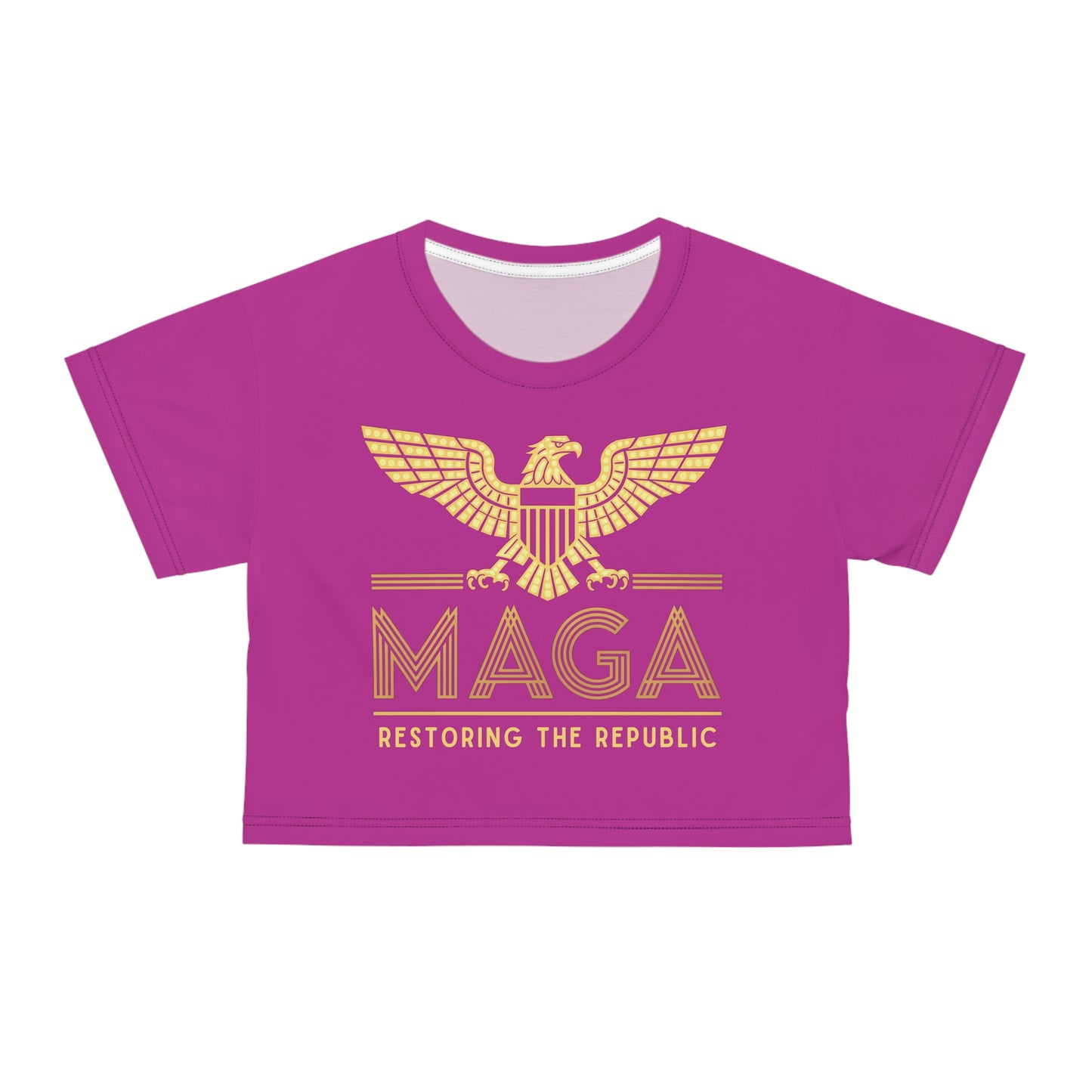 "MAGA - Restoring the Republic", Crop Tee (Prairie Foxglove Pink)
