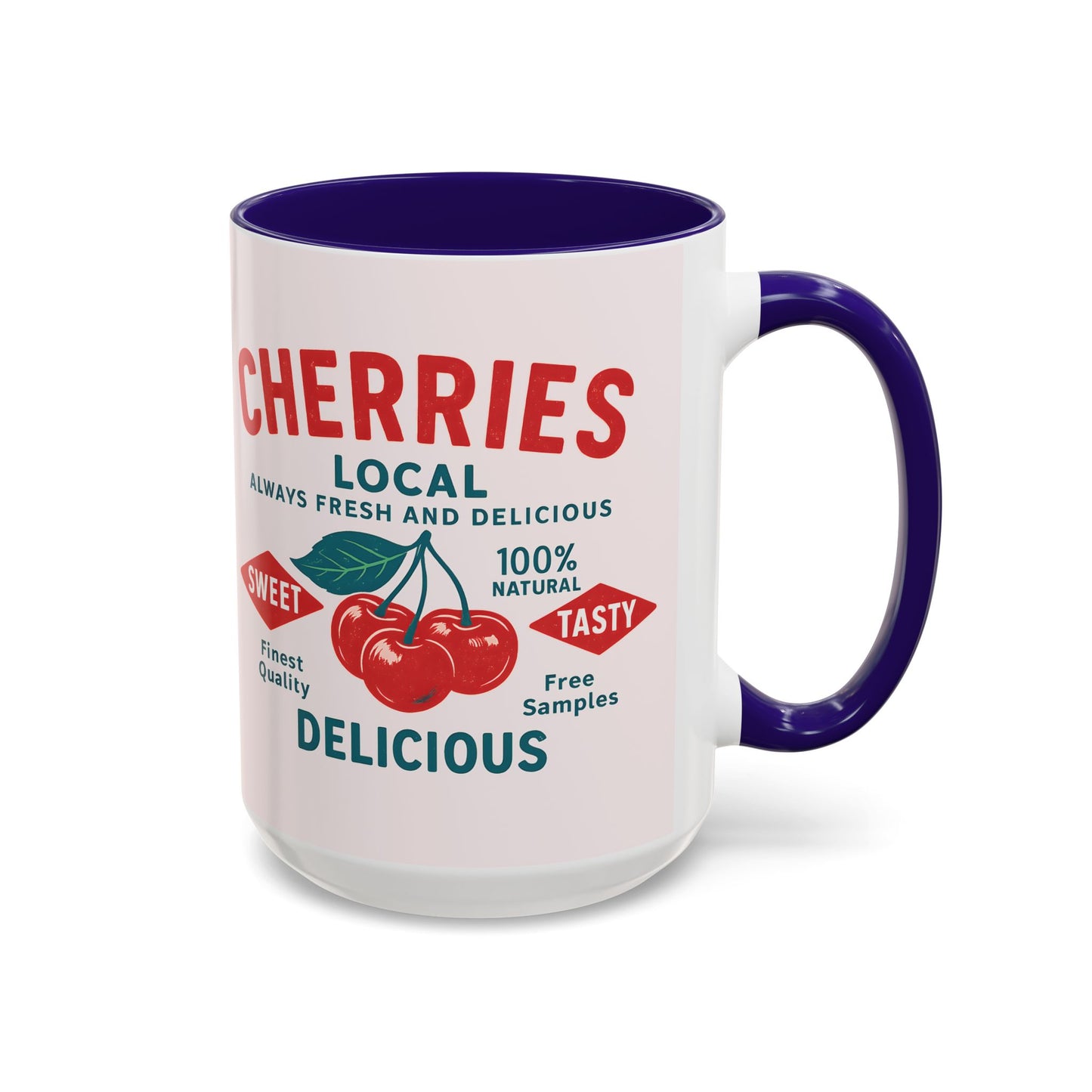 "Delicious Cherries", Colorful Mugs (11oz, 15oz) (Sea Salt Sherbet)